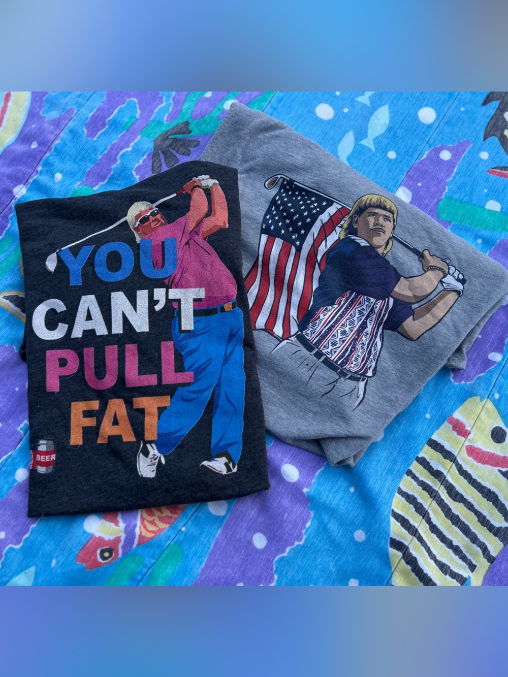Lot of 2 grey XL John Daly golf t shirts by Chive Tees